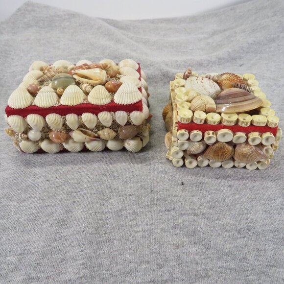 Vintage (2) Sea Shell Trinket Boxes REAL shells - Picture 4 of 7